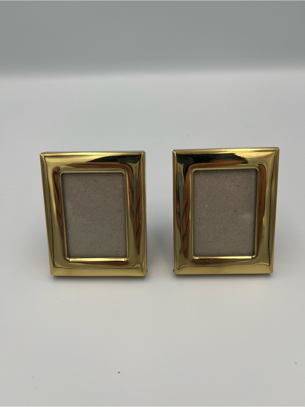 Two Vintage Solid Brass Picture Frames 2.5” Tall and 2” Wide